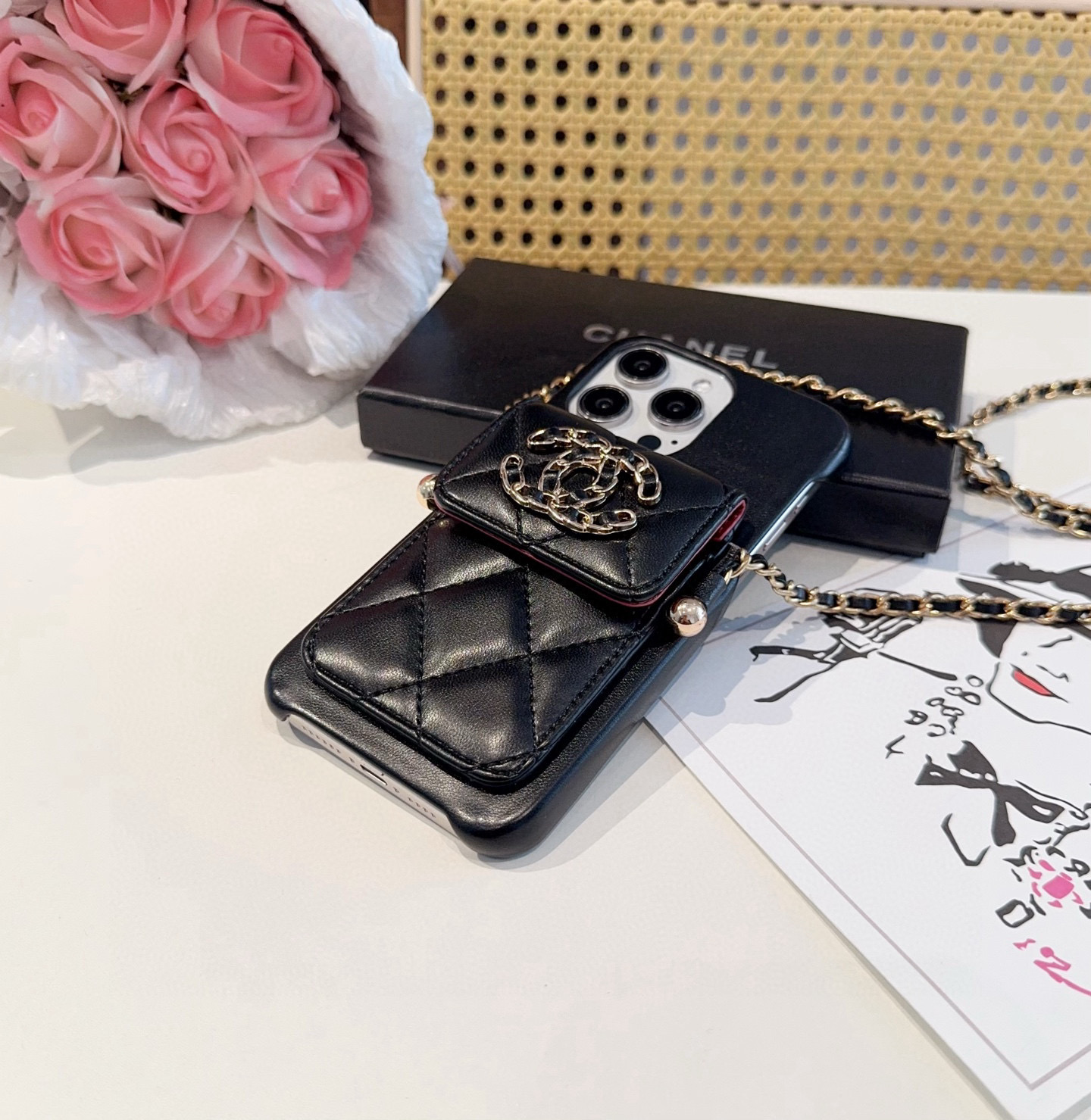 Chanel Style iPhone Case with Card Holder & Adjustable Chain - Fits iPhone 14/13 9 i1751985972951 2530 0 7
