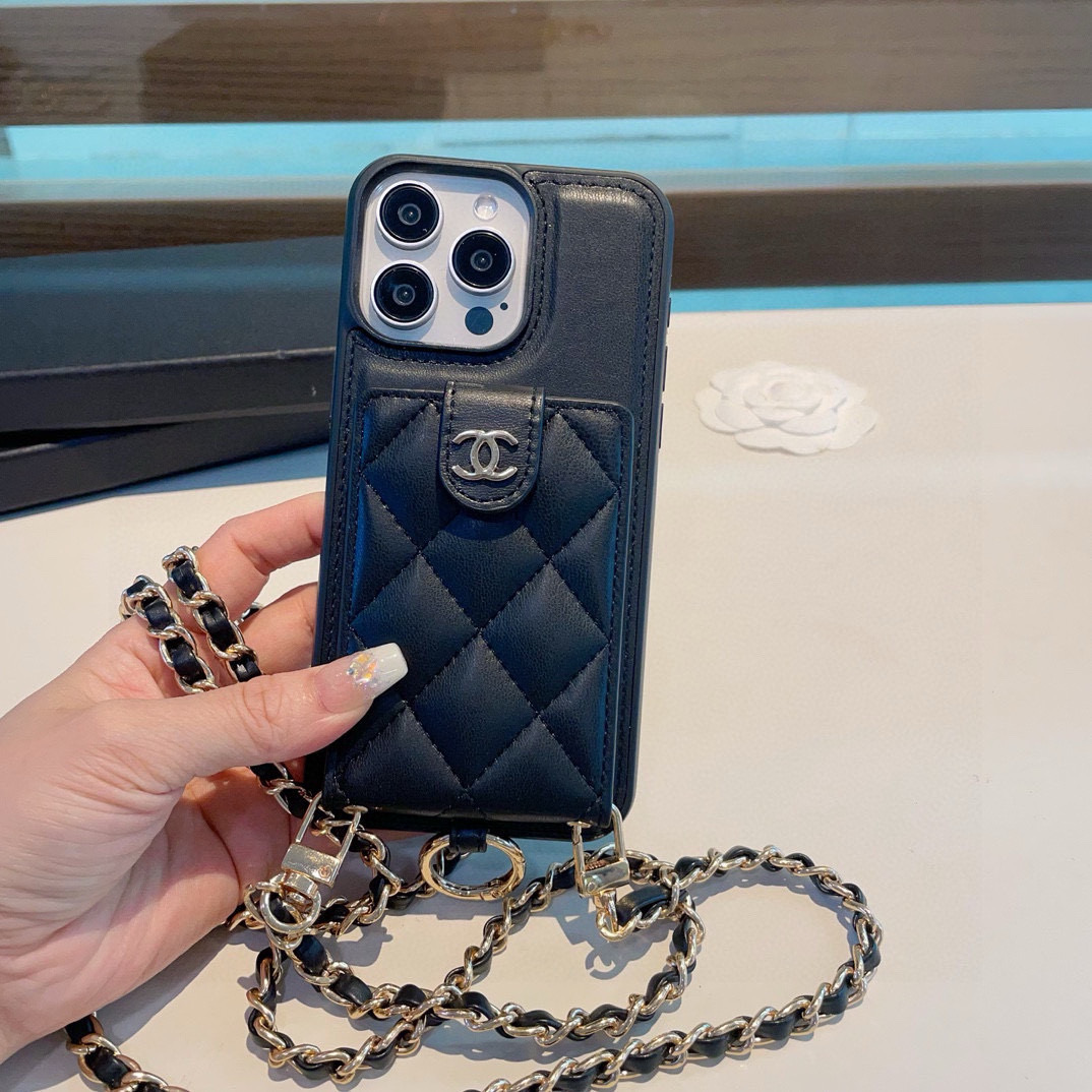 Elegant Chanel Inspired Card Holder Phone Case with Crossbody Chain for iPhone 4 i1751986042392 9392 0 2