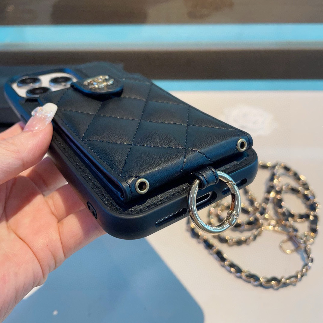 Elegant Chanel Inspired Card Holder Phone Case with Crossbody Chain for iPhone 10 i1751986042393 3738 0 8