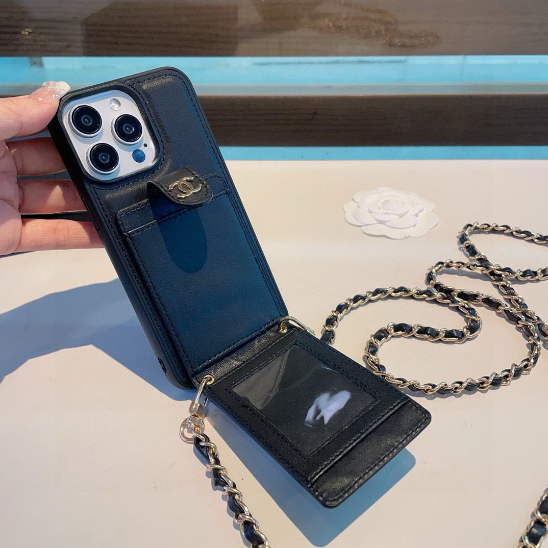 Elegant Chanel Inspired Card Holder Phone Case with Crossbody Chain for iPhone 8 i1751986042394 6156 0 6