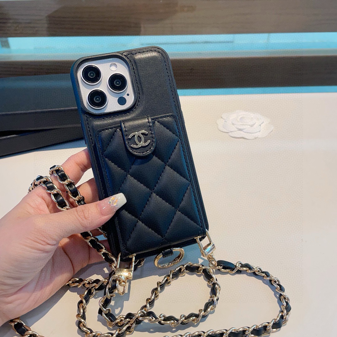 Elegant Chanel Inspired Card Holder Phone Case with Crossbody Chain for iPhone 5 i1751986043164 862 0 3