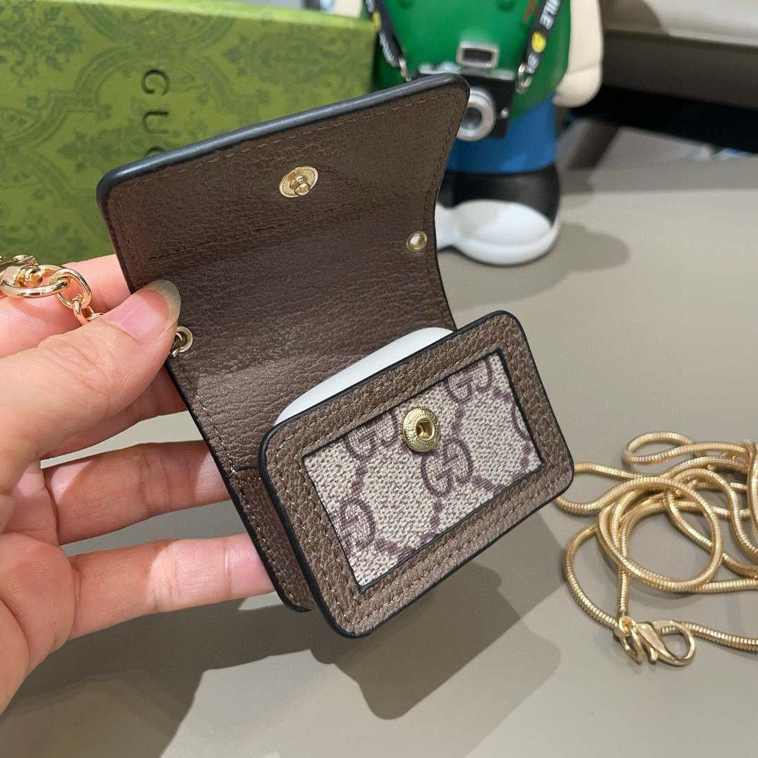 🆕Gucci古驰通用蓝牙耳机包，GUCCI oPhidia系列耳机包钥匙扣挂饰包饰！配长链条🉑️斜挎，挂