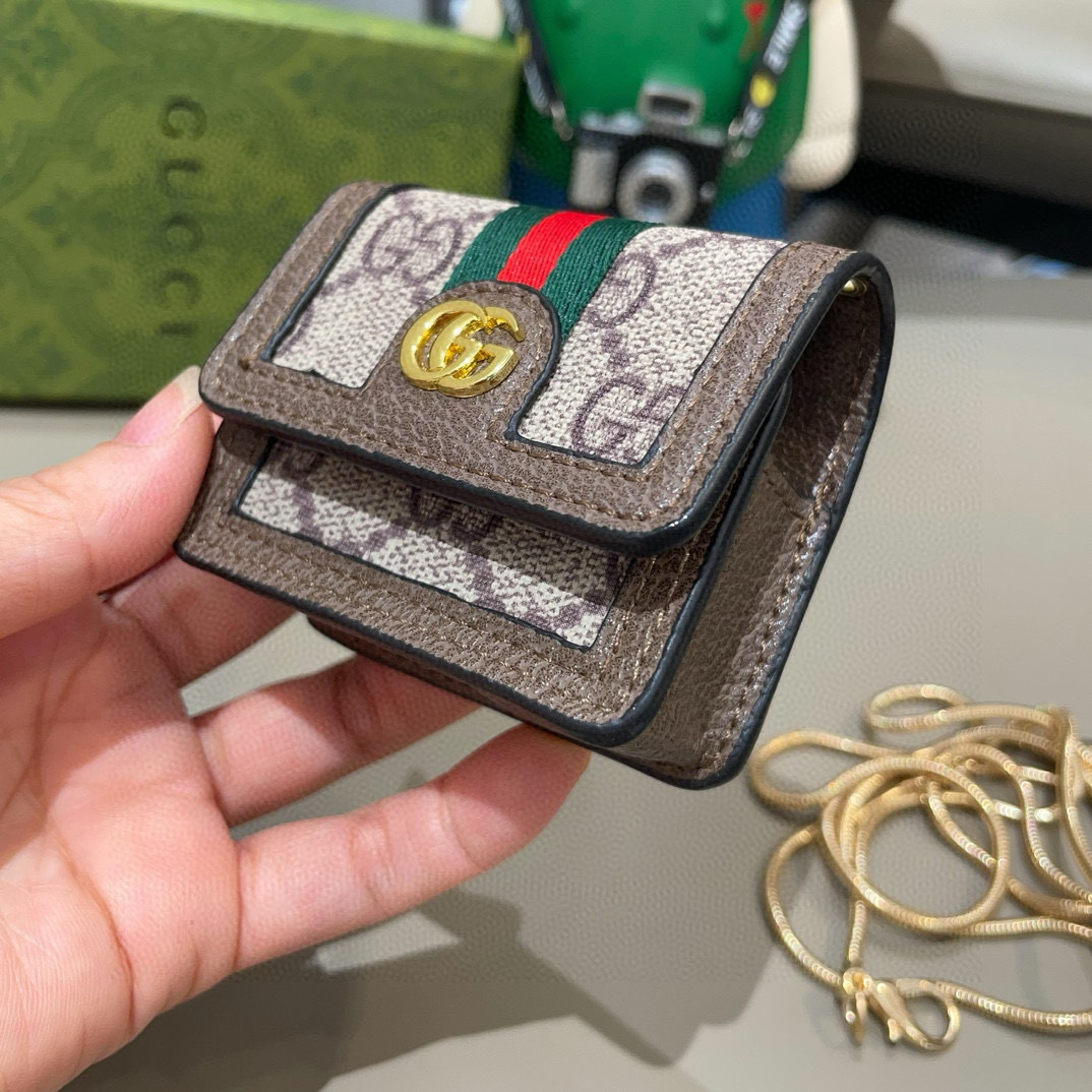 🆕Gucci古驰通用蓝牙耳机包，GUCCI oPhidia系列耳机包钥匙扣挂饰包饰！配长链条🉑️斜挎，挂