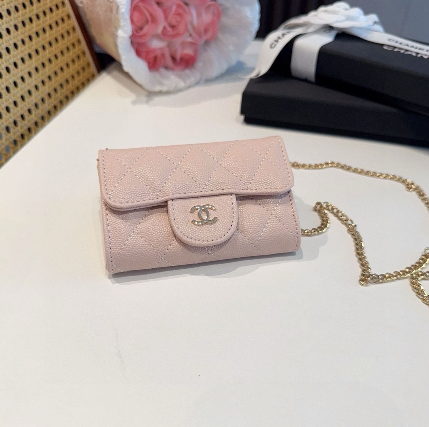 ❤️香奈儿CHANEL mini斜挎包包 零钱包👛搭配细链条⛓️挂绳可拆卸❤️可放耳机 纸巾 口红💄 钥