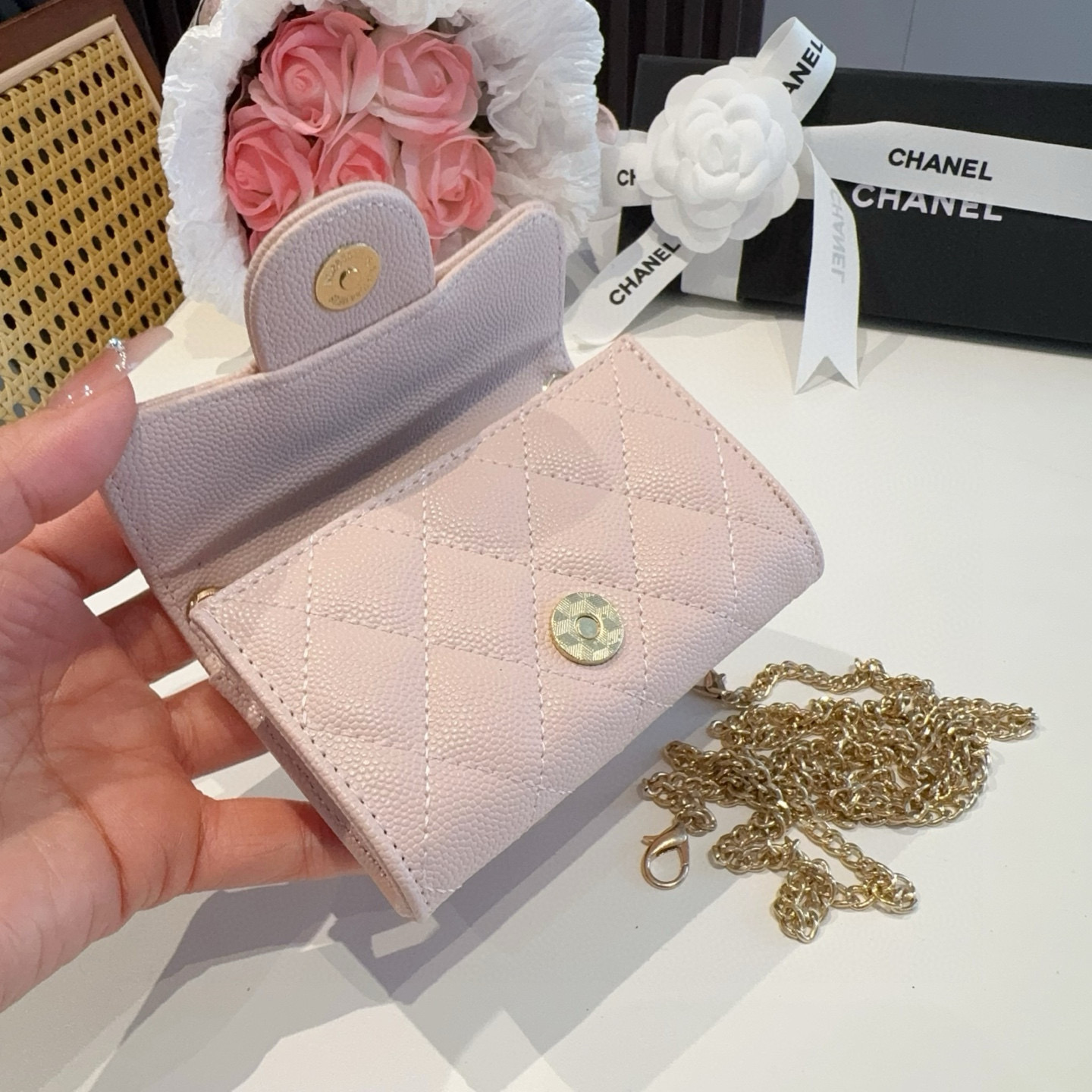 ❤️香奈儿CHANEL mini斜挎包包 零钱包👛搭配细链条⛓️挂绳可拆卸❤️可放耳机 纸巾 口红💄 钥