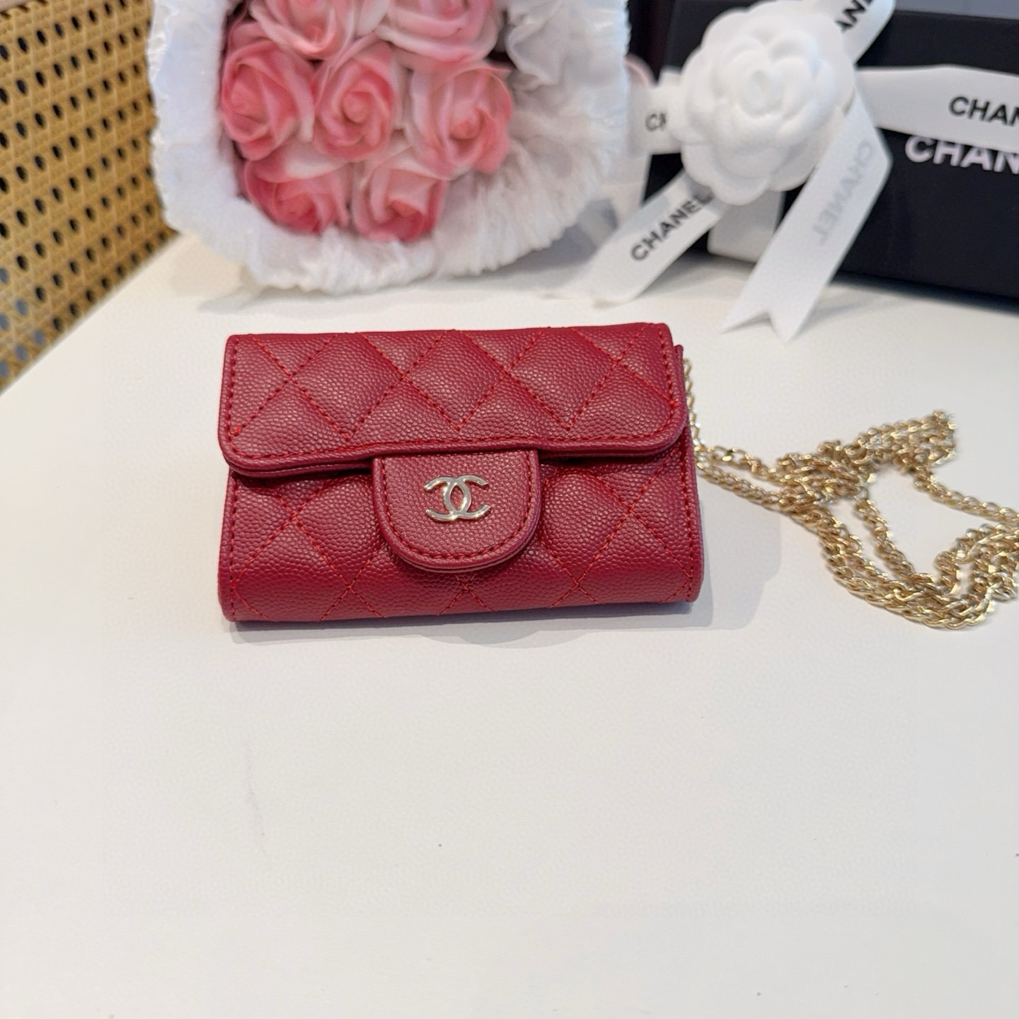 ❤️香奈儿CHANEL mini斜挎包包 零钱包👛搭配细链条⛓️挂绳可拆卸❤️可放耳机 纸巾 口红💄 钥