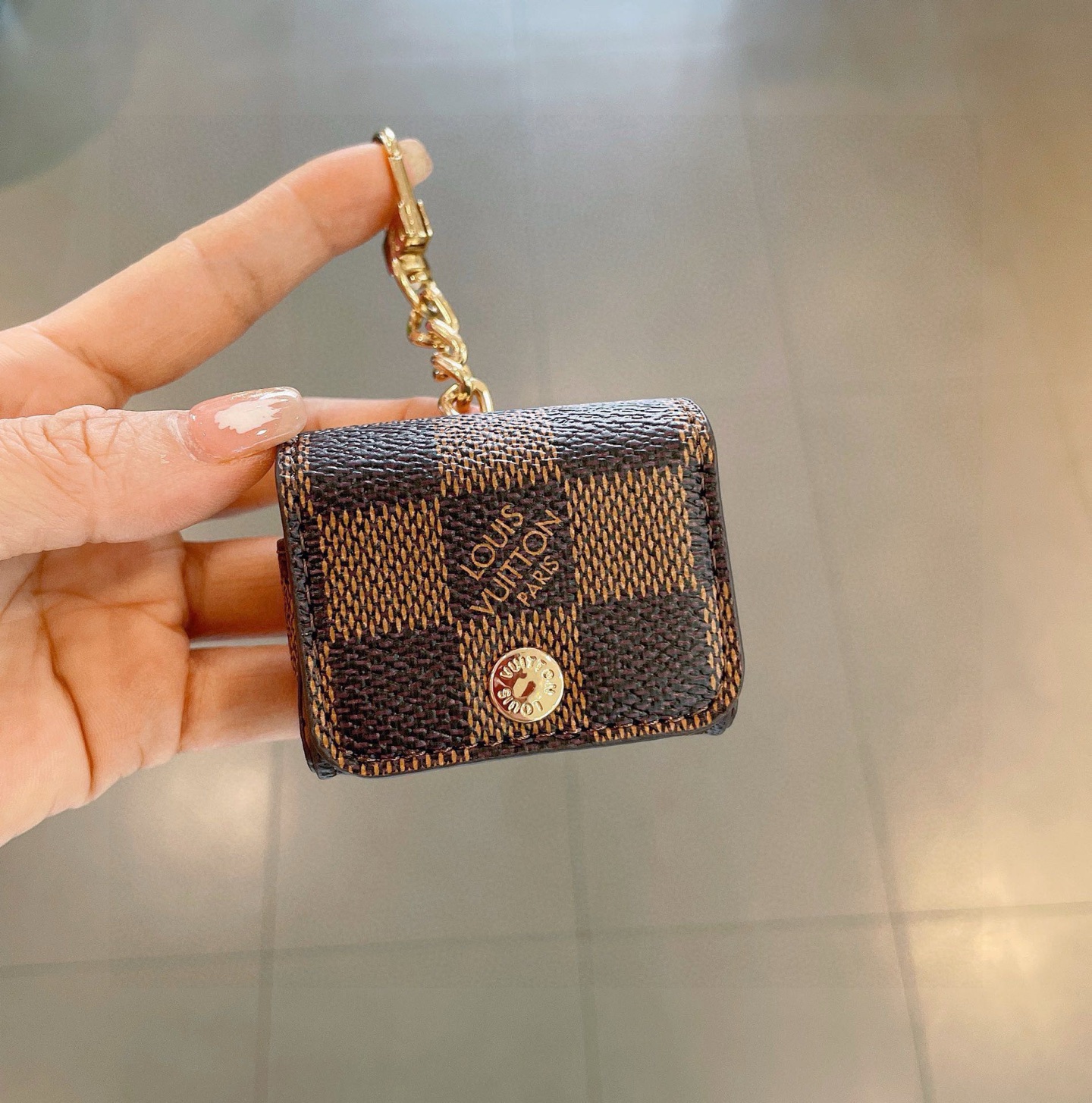 Louis Vuitton Damier Ebene AirPods Case with Keychain Clip