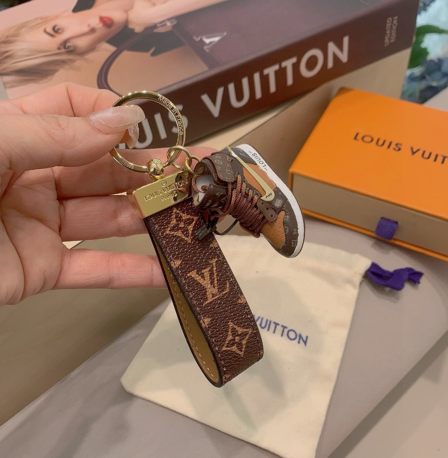 Louis Vuitton Monogram Canvas Dragonne Key Holder with Sneaker Charm