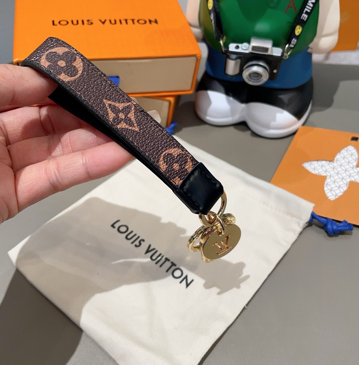 Louis Vuitton Monogram Eclipse Dragonne Key Holder and Bag Charm