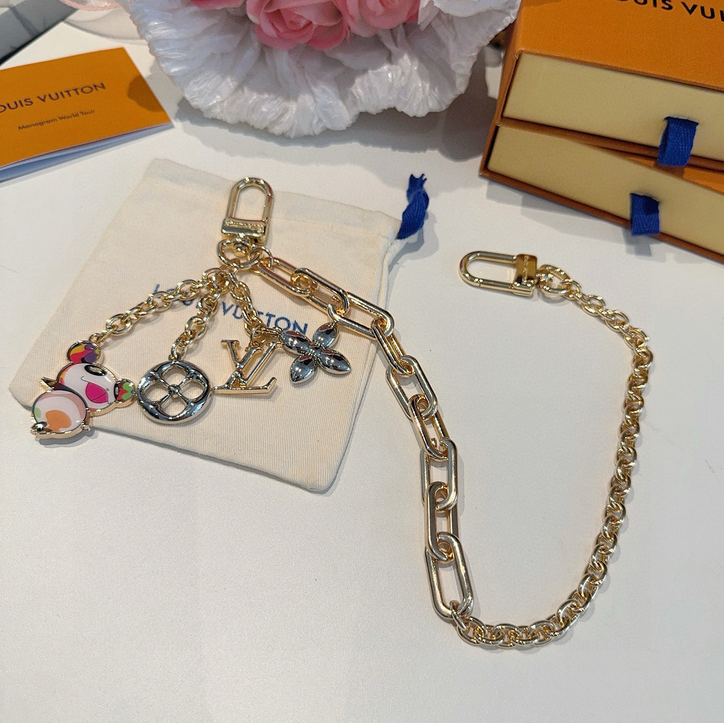  LV 钥匙扣 包包挂链 可当包包肩带 x TM SuPerflat链条包饰出自路易威登x村上隆合作系列