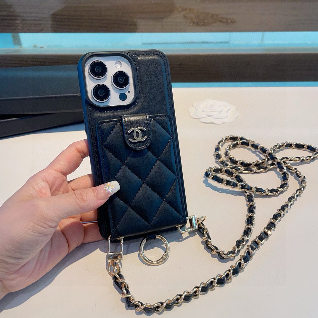 Elegant Chanel Inspired Card Holder Phone Case with Ring Stand and Crossbody Chain 4 i1757691248454 7548 0 2