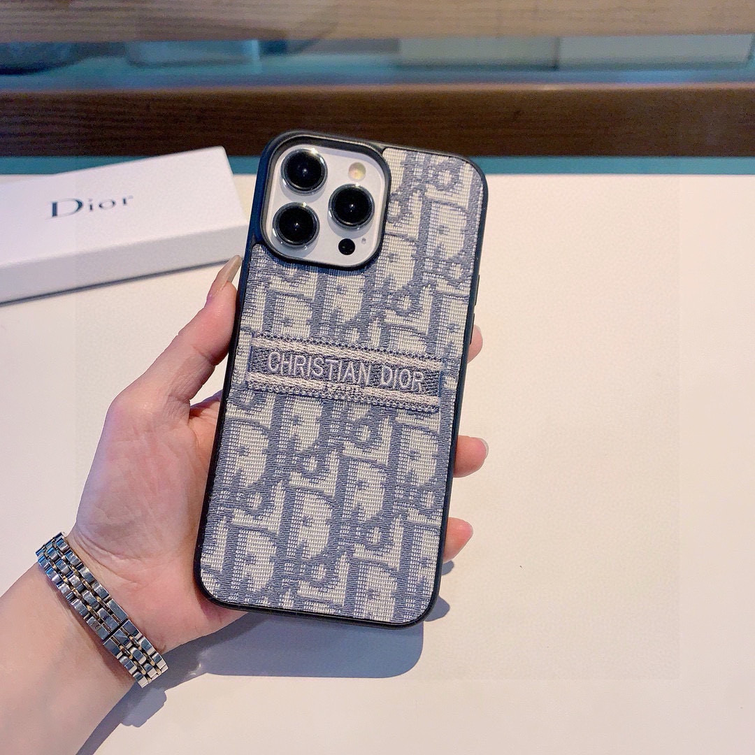 Dior Embroidery Phone Case for iPhone 13, 14, 15 Pro Max - Stylish Protection 7 i1757767571681 678 0 5