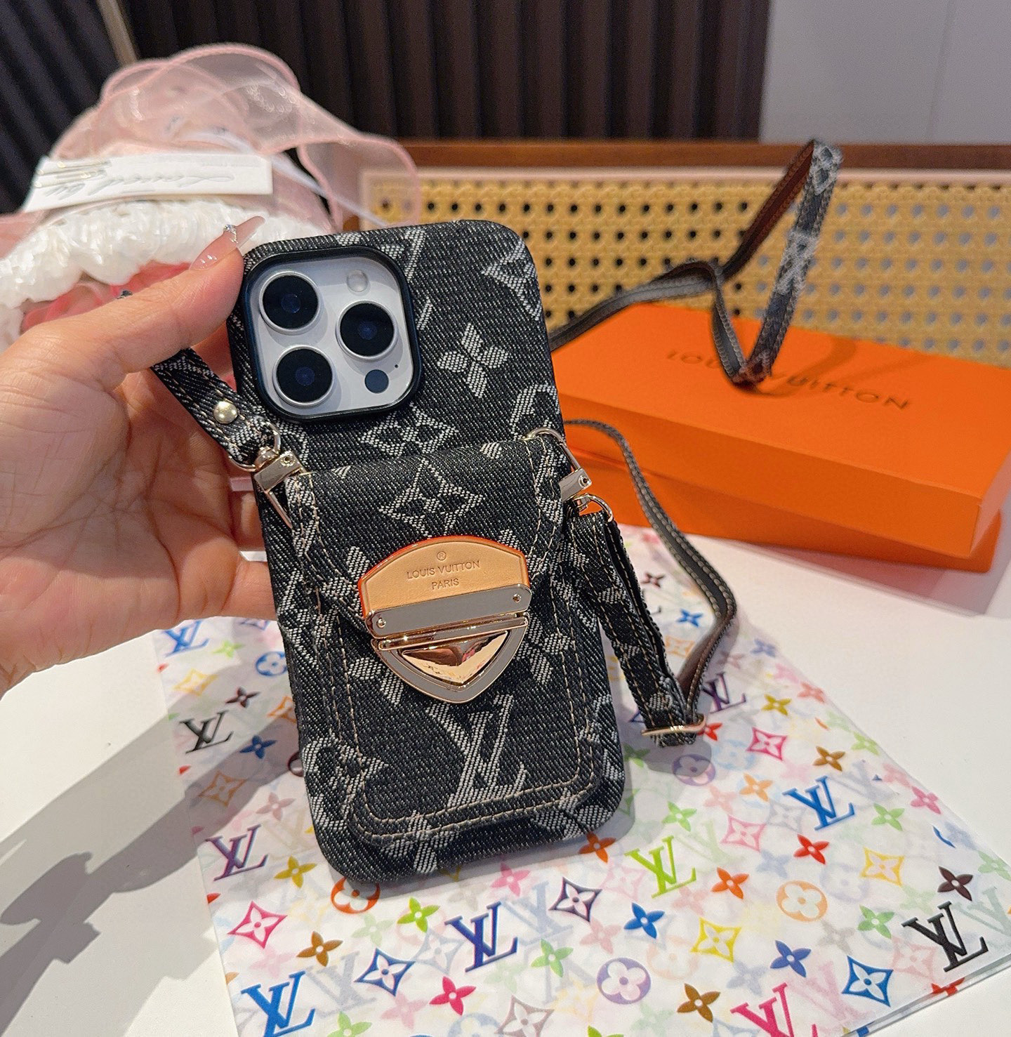Louis Vuitton Denim Lock Card Holder Crossbody iPhone Case 9 i1757767858745 8135 0 7
