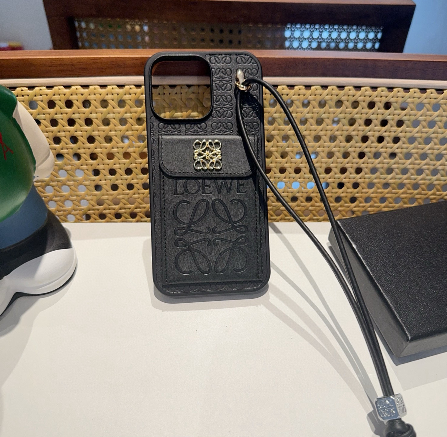 Loewe iPhone 14/15 Pro Max Leather Card Slot Case with Wrist Strap 7 i1757854565164 4005 0 5