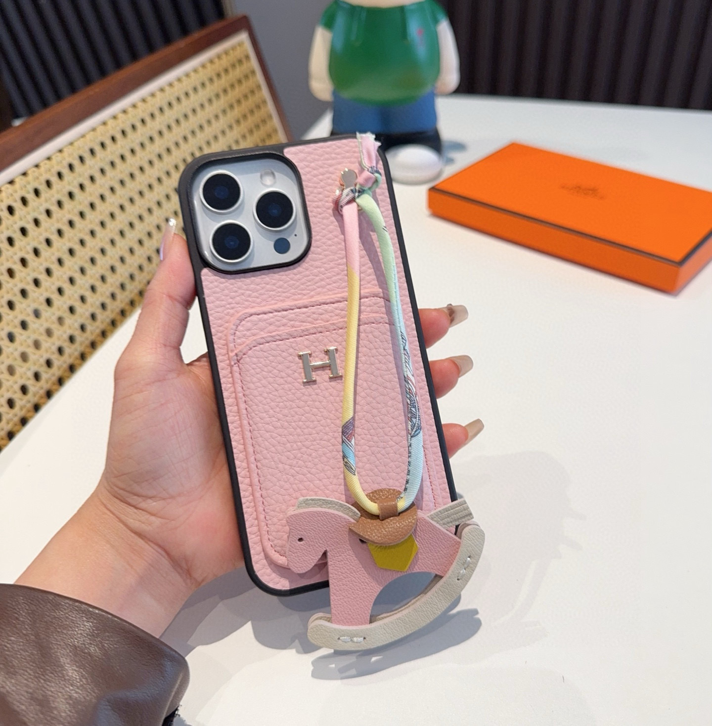 Hermes Leather iPhone Case with Card Holder and Charm - Premium Protection 3 i1757854654142 2818 0 1