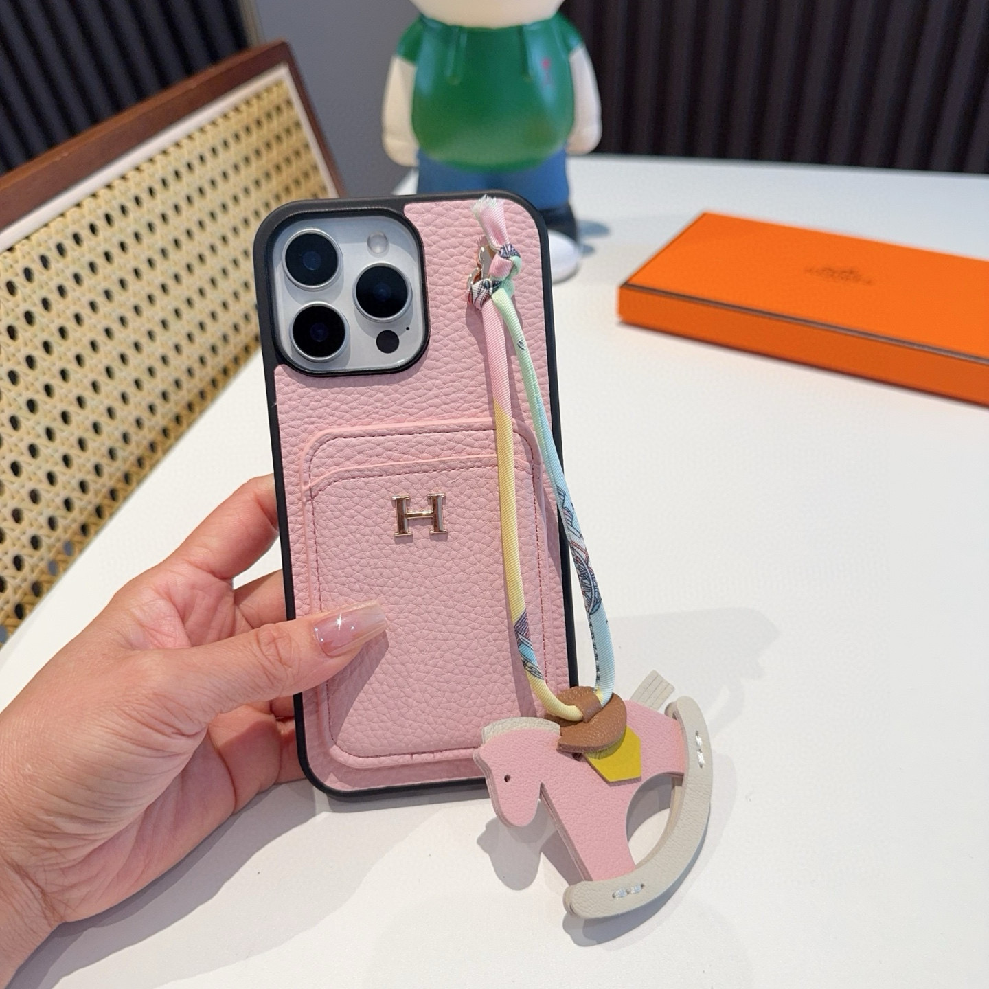 Hermes Leather iPhone Case with Card Holder and Charm - Premium Protection 7 i1757854654142 4240 0 5