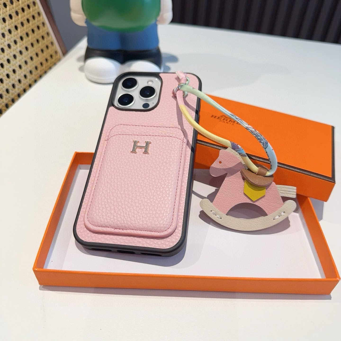 Hermes Leather iPhone Case with Card Holder and Charm - Premium Protection 9 i1757854654142 6989 0 7