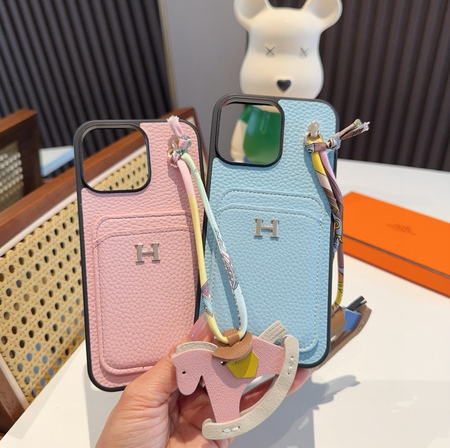 Hermes Leather iPhone Case with Card Holder and Charm - Premium Protection 6 i1757854655293 7979 0 4