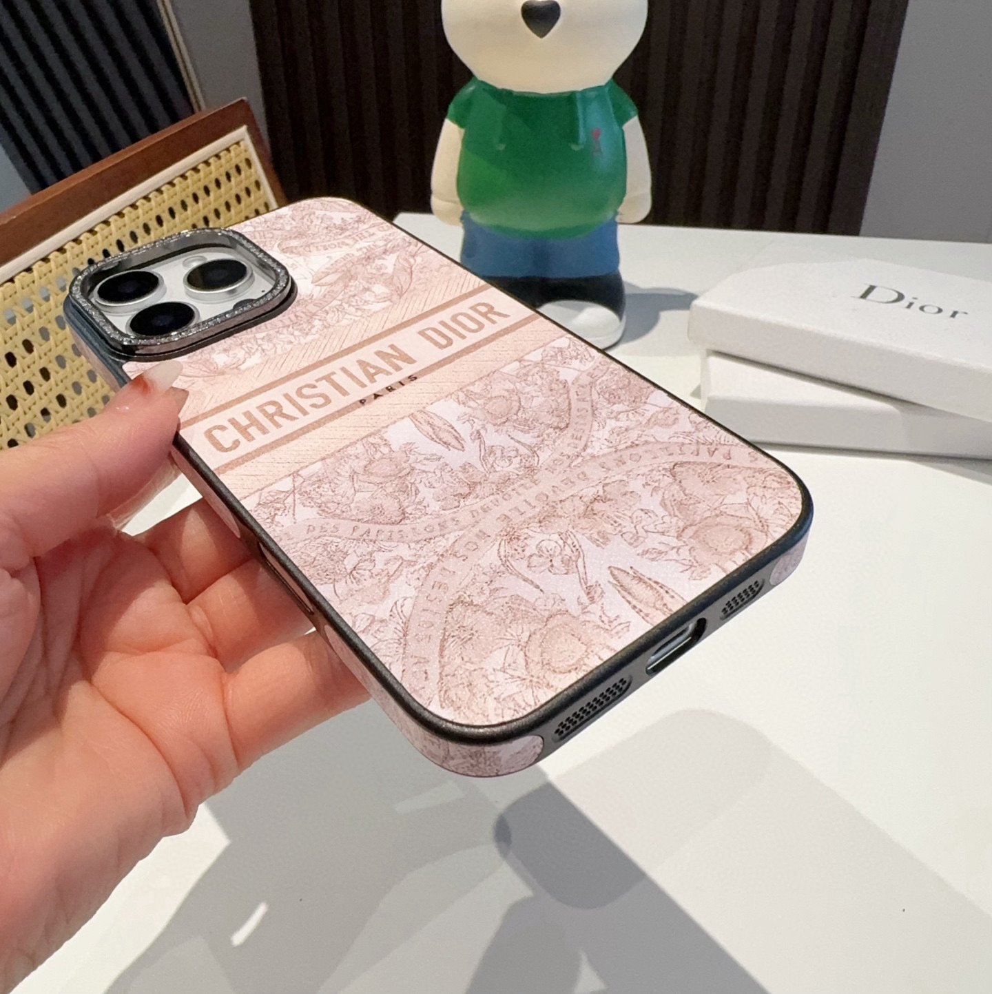 💕新品💕✨Dior迪奥限定款丛林系列手机壳 闪钻摄像头高位保护 侧贴皮全包手机壳 凹造型绝绝子[强]型号