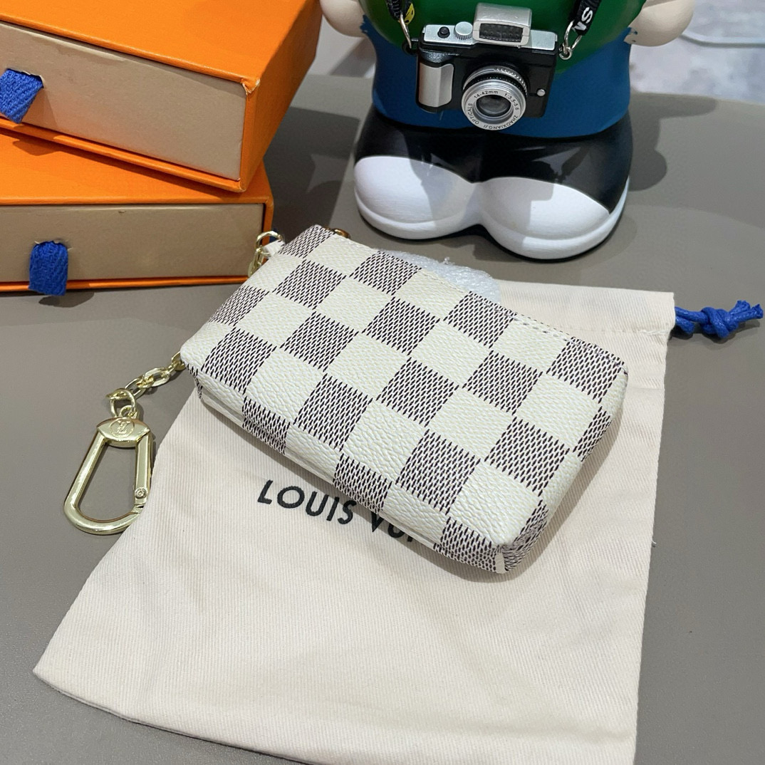 LV零钱包卡包 挂饰☀️Louis Vuitton 路易威登lv钥匙扣钥匙包卡包PU材质 原版logo 