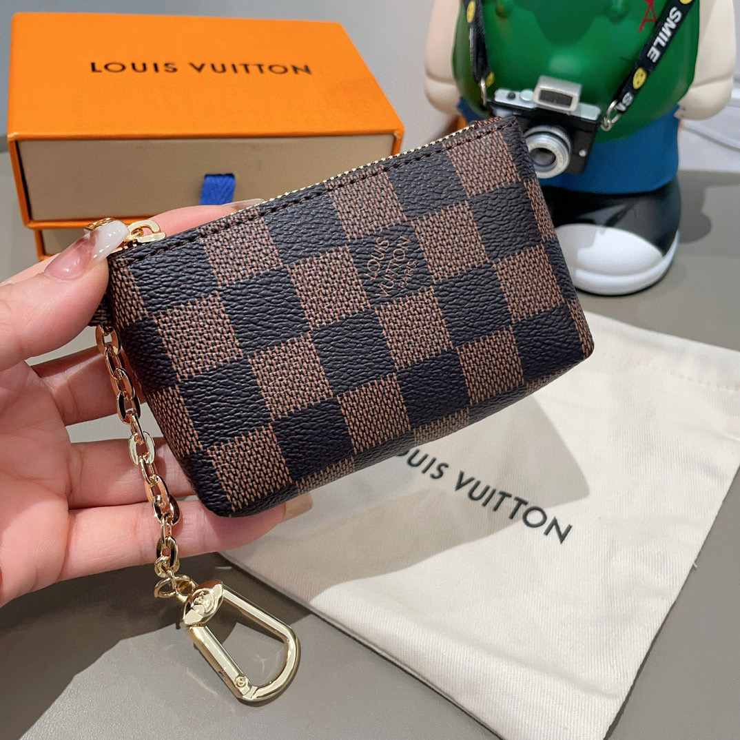 LV零钱包卡包 挂饰☀️Louis Vuitton 路易威登lv钥匙扣钥匙包卡包PU材质 原版logo 