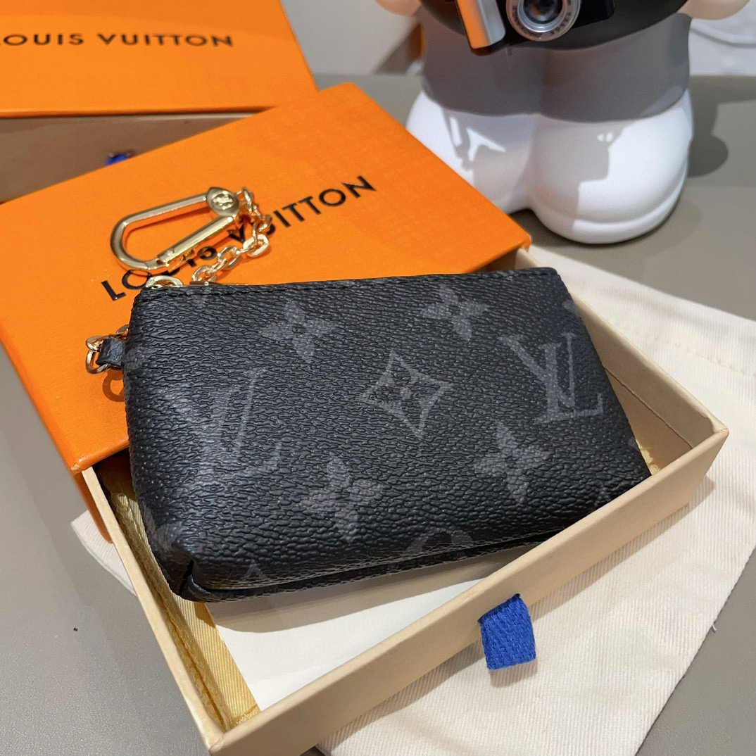 LV零钱包卡包 挂饰☀️Louis Vuitton 路易威登lv钥匙扣钥匙包卡包PU材质 原版logo 