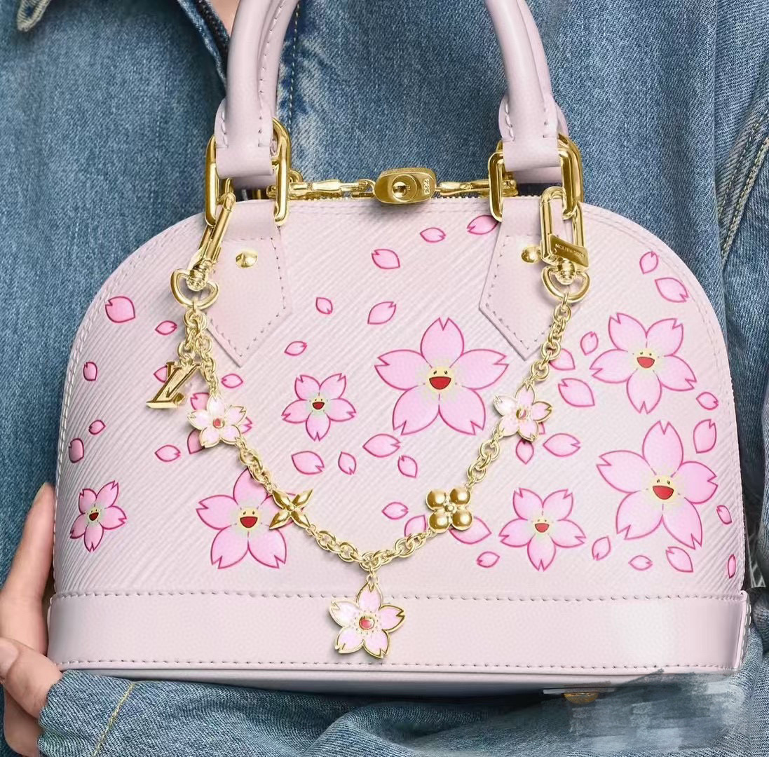 lv钥匙扣 官网M02540村上隆合作款樱花🌸包包链条挂件 多功能链条 包饰&包包肩带延长链本款链条包饰