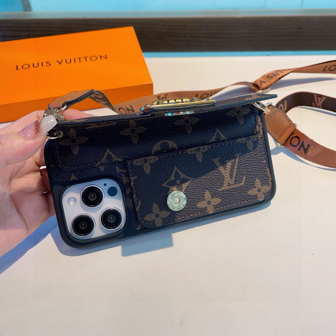 🔥LV邮差包卡包手机壳 斜挎手机壳 老花上下翻盖全包壳型号：为了不出现报错型号，请打开本机查看手机设置显