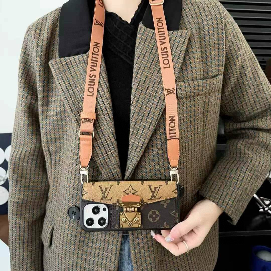 🔥LV邮差包卡包手机壳 斜挎手机壳 老花上下翻盖全包壳型号：为了不出现报错型号，请打开本机查看手机设置显