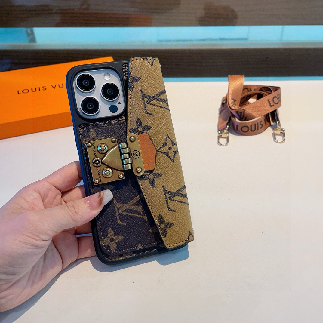 🔥LV邮差包卡包手机壳 斜挎手机壳 老花上下翻盖全包壳型号：为了不出现报错型号，请打开本机查看手机设置显