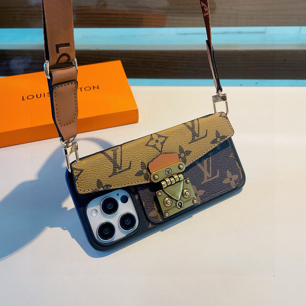 🔥LV邮差包卡包手机壳 斜挎手机壳 老花上下翻盖全包壳型号：为了不出现报错型号，请打开本机查看手机设置显