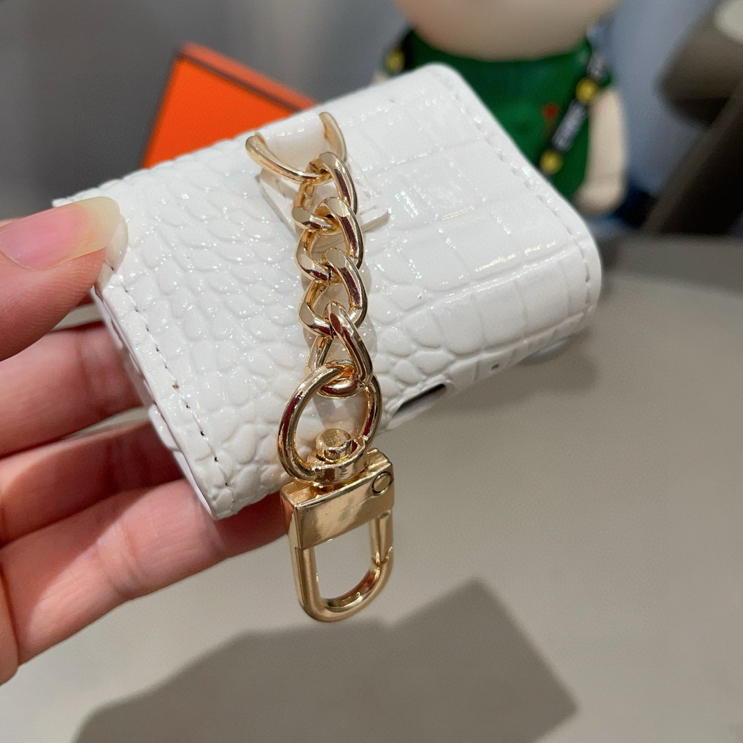 ❤️爱马仕蓝牙耳机包💥官网1:1耳机套鳄鱼皮纹（花纹随机裁剪）金属Logo 时尚迷你斜挎包包 可以当包饰