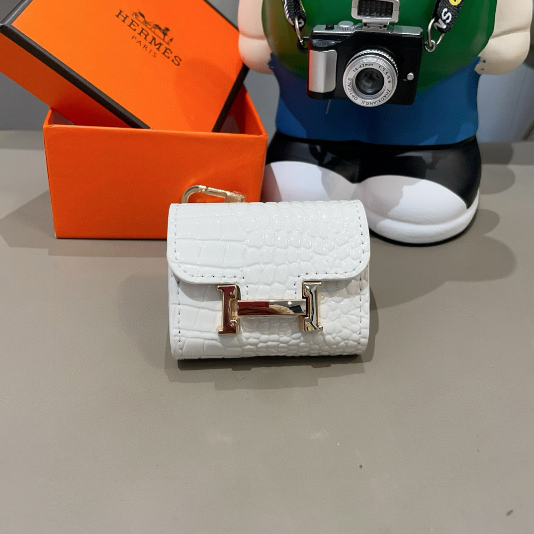 ❤️爱马仕蓝牙耳机包💥官网1:1耳机套鳄鱼皮纹（花纹随机裁剪）金属Logo 时尚迷你斜挎包包 可以当包饰