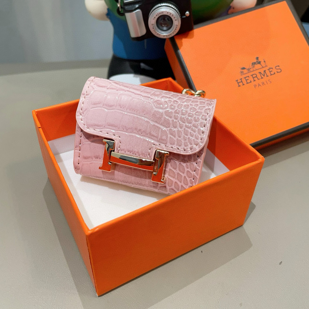 ❤️爱马仕蓝牙耳机包💥官网1:1耳机套鳄鱼皮纹（花纹随机裁剪）金属Logo 时尚迷你斜挎包包 可以当包饰