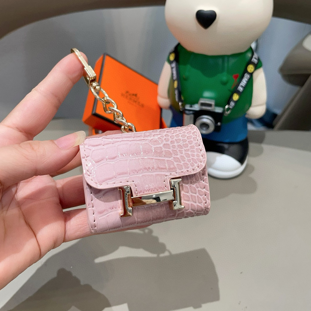 ❤️爱马仕蓝牙耳机包💥官网1:1耳机套鳄鱼皮纹（花纹随机裁剪）金属Logo 时尚迷你斜挎包包 可以当包饰