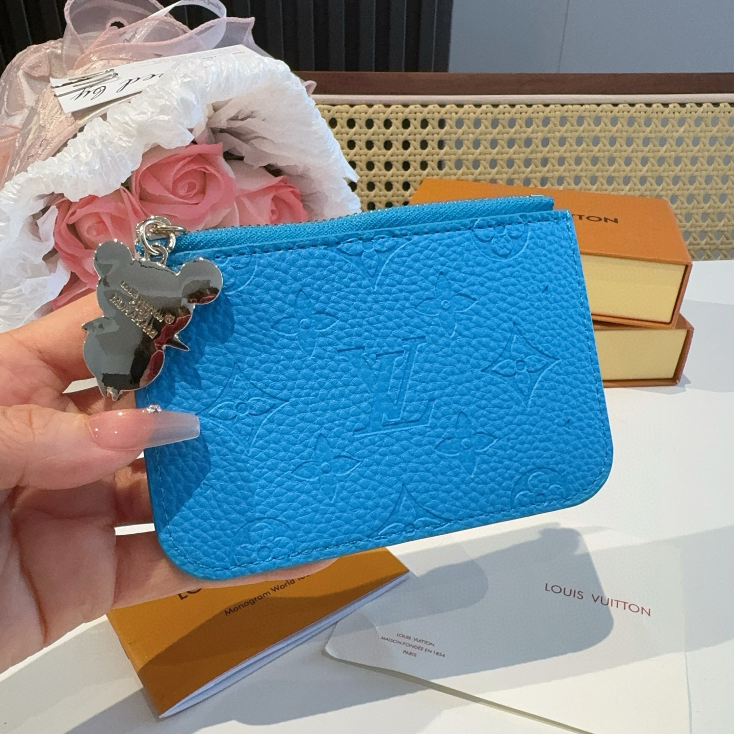 ✨M14155梅红白彩&蓝色白彩 LV卡包卡夹钱包 当季新款 LV x TM ROMY Ms卡夹 M本款