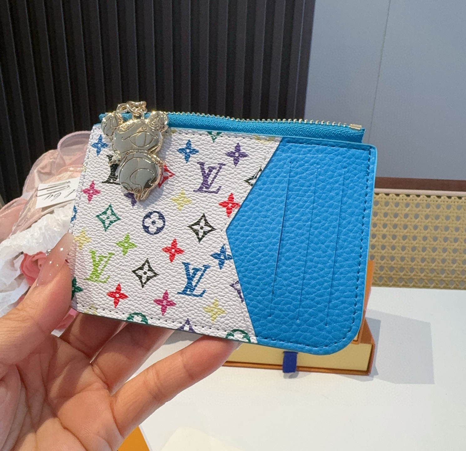 ✨M14155梅红白彩&蓝色白彩 LV卡包卡夹钱包 当季新款 LV x TM ROMY Ms卡夹 M本款