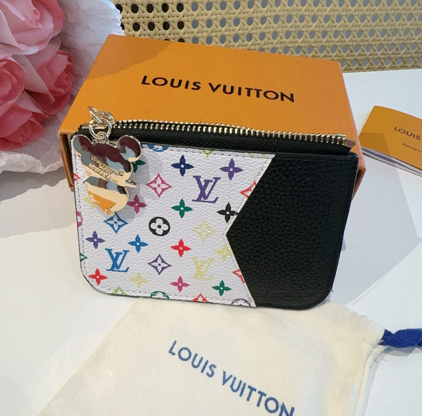 ✨M14155梅红白彩&蓝色白彩 LV卡包卡夹钱包 当季新款 LV x TM ROMY Ms卡夹 M本款