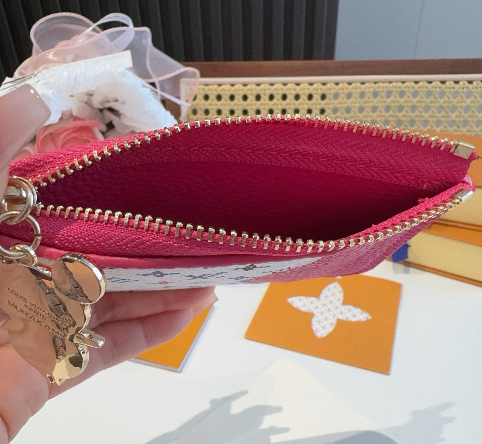 ✨M14155梅红白彩&蓝色白彩 LV卡包卡夹钱包 当季新款 LV x TM ROMY Ms卡夹 M本款