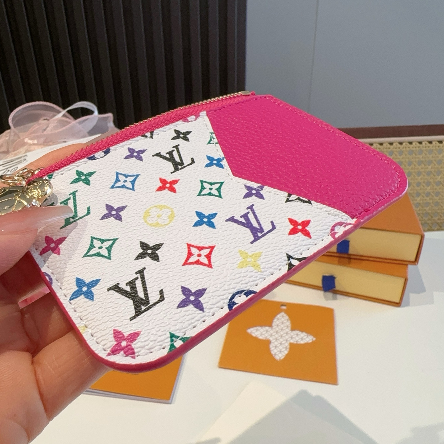 ✨M14155梅红白彩&蓝色白彩 LV卡包卡夹钱包 当季新款 LV x TM ROMY Ms卡夹 M本款