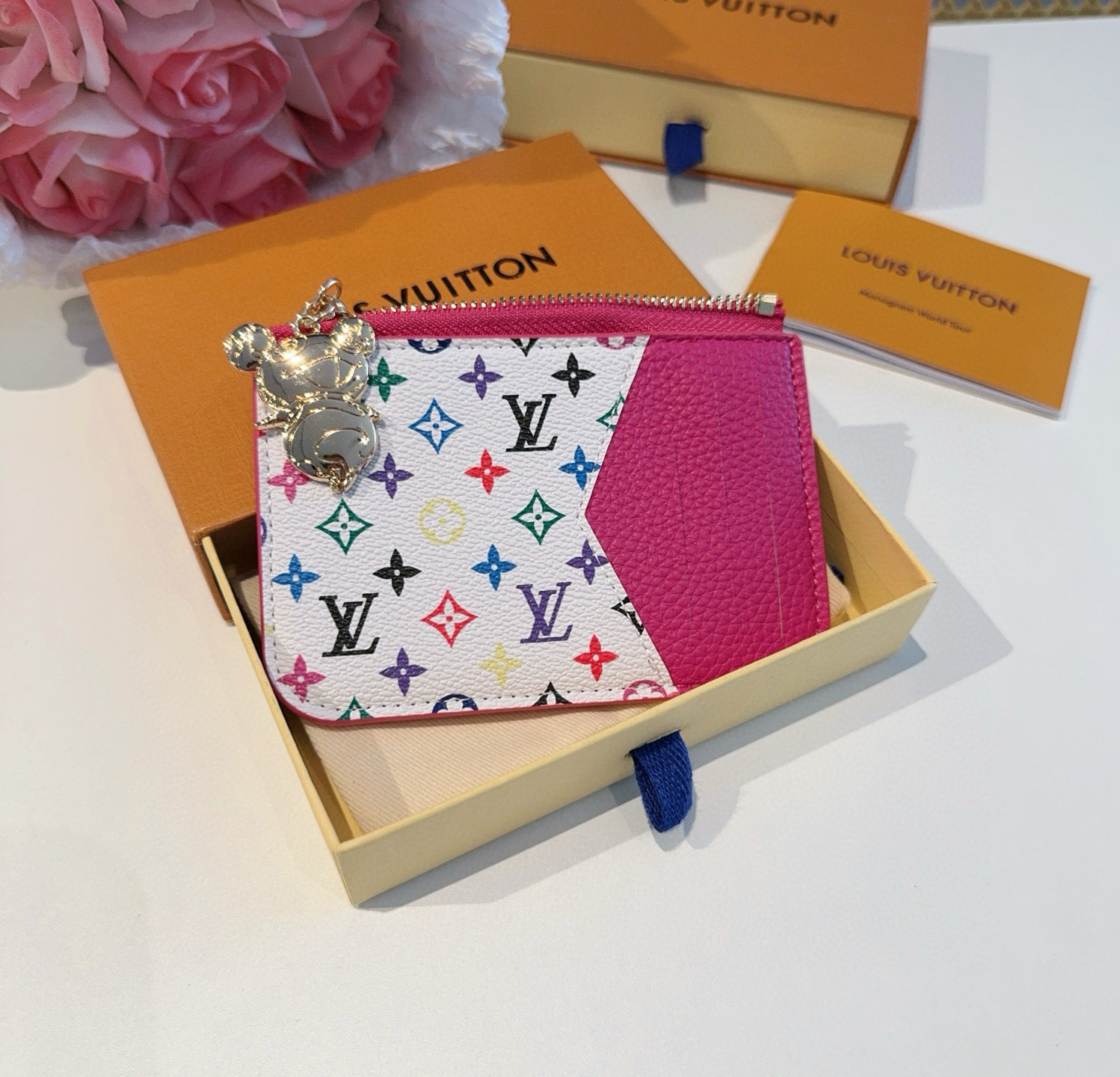 ✨M14155梅红白彩&蓝色白彩 LV卡包卡夹钱包 当季新款 LV x TM ROMY Ms卡夹 M本款