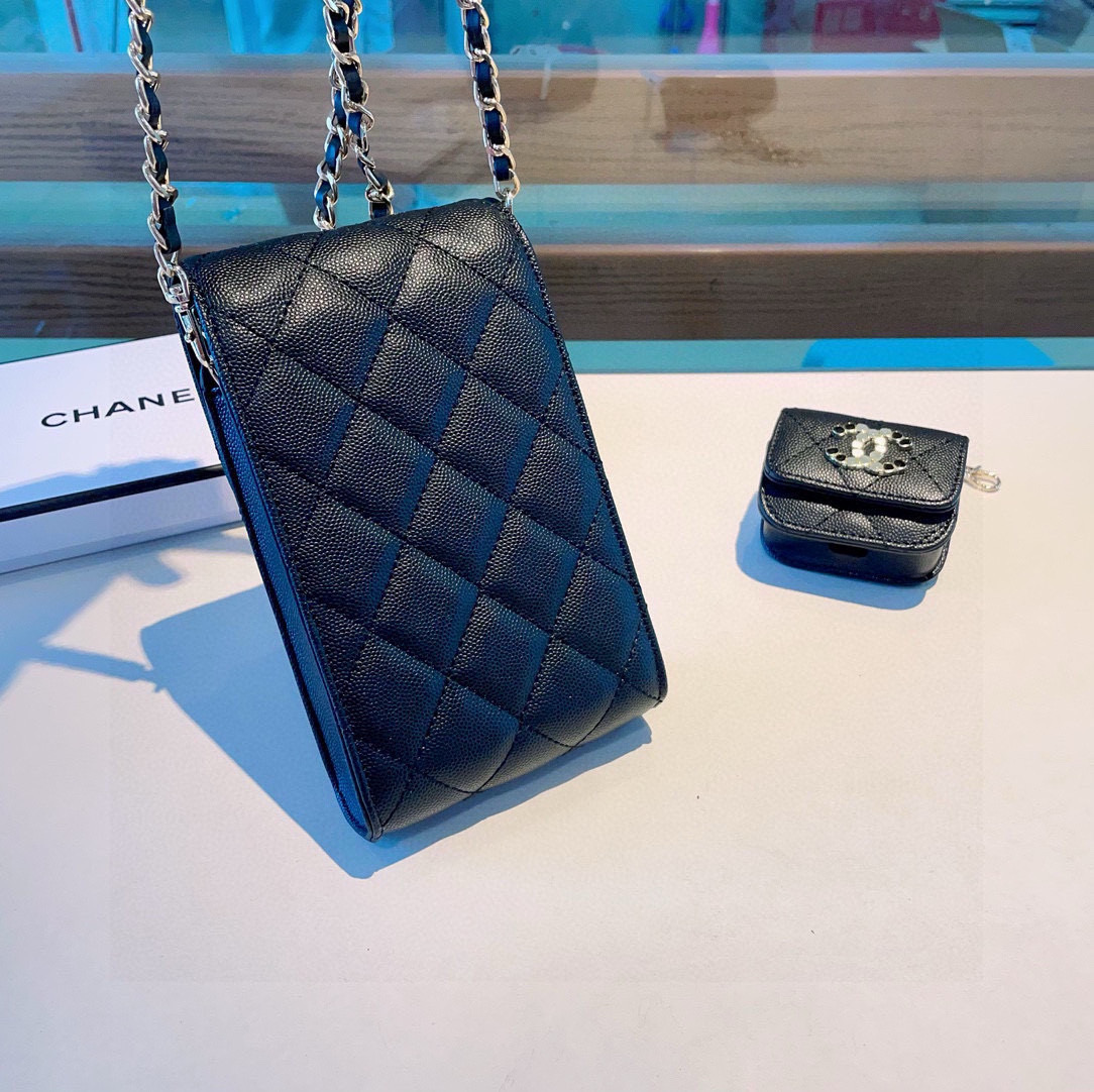 🔥香奈儿手机包包 斜挎包包 可装两部手机 零钱包 内设卡包 配套耳机包分开卖的生活出门这个包完全可以满足