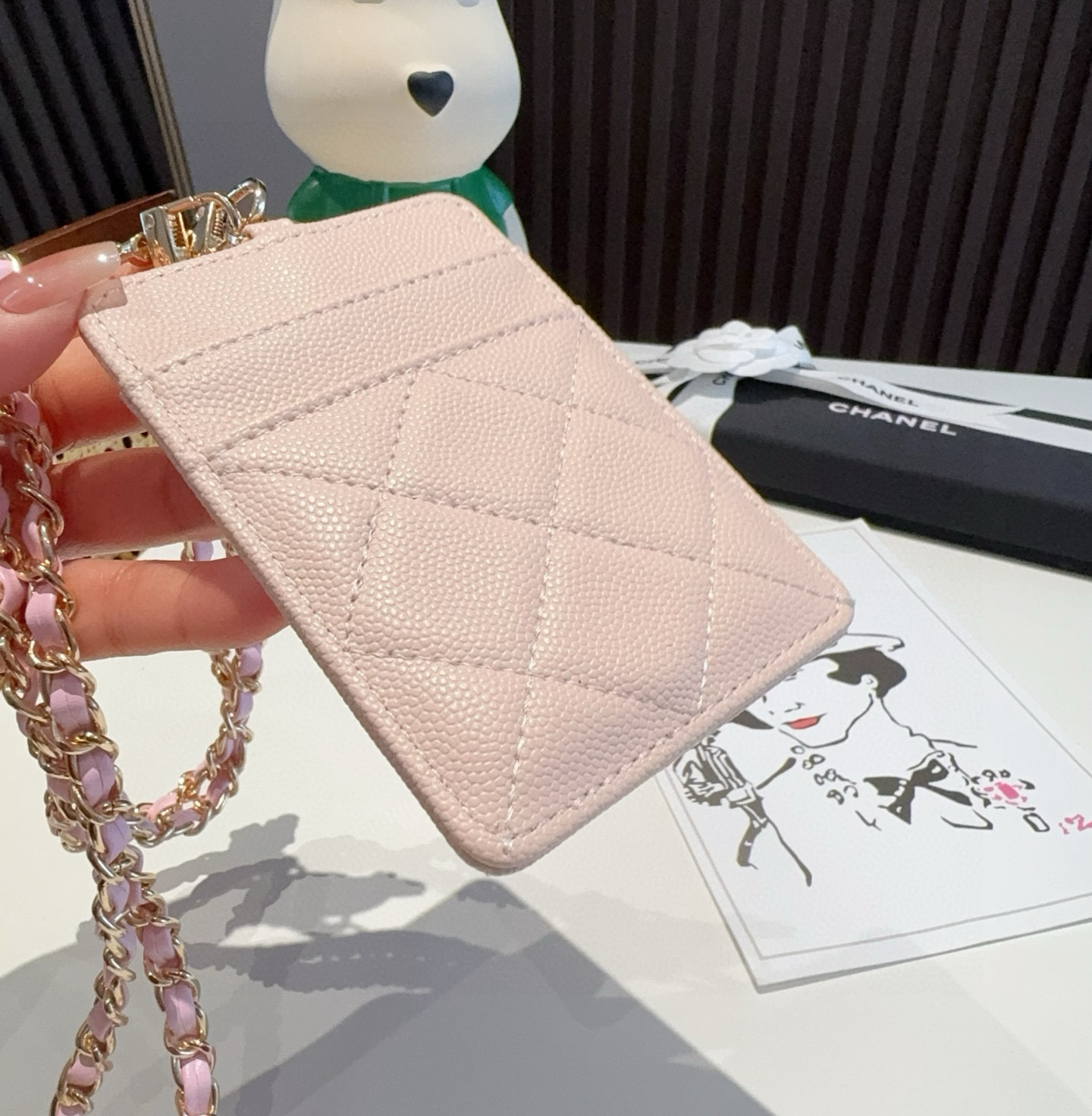 🔥香奈儿菱格绣花链条卡包 工牌🪪卡包 香奈儿卡包 链条挂脖设计🉑拆卸