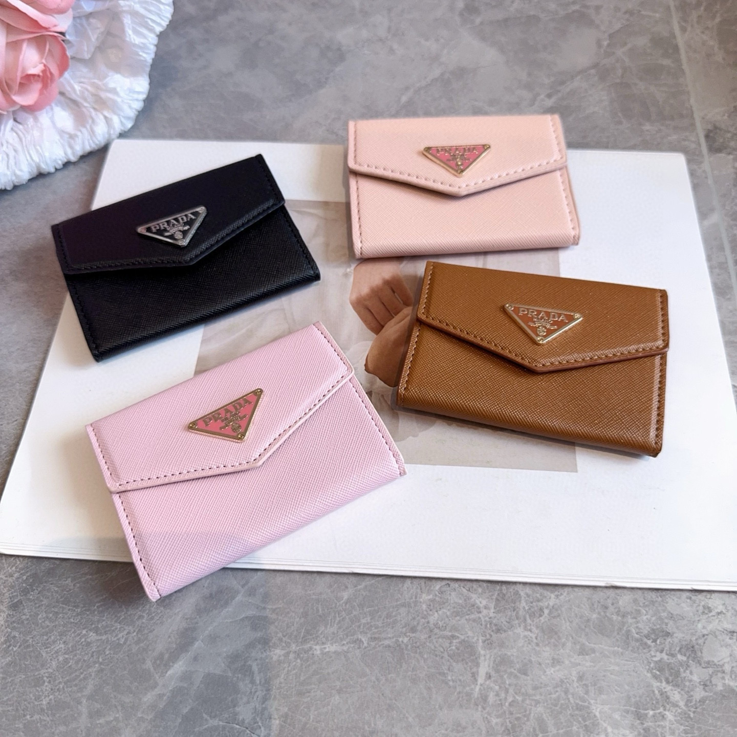 🔥Prada普拉达风琴包 卡包零钱包两用，超纤材质