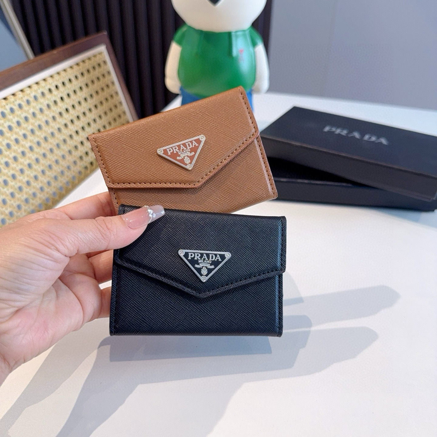 🔥Prada普拉达风琴包 卡包零钱包两用，超纤材质