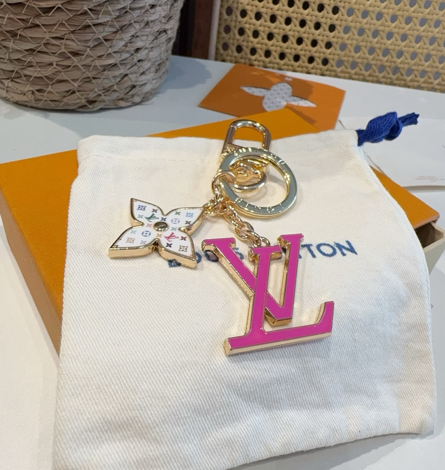 🔥村上隆三彩系列 白三彩 黑三彩 老花 LV 钥匙扣 SPring Street 包饰与钥匙扣 包包挂件