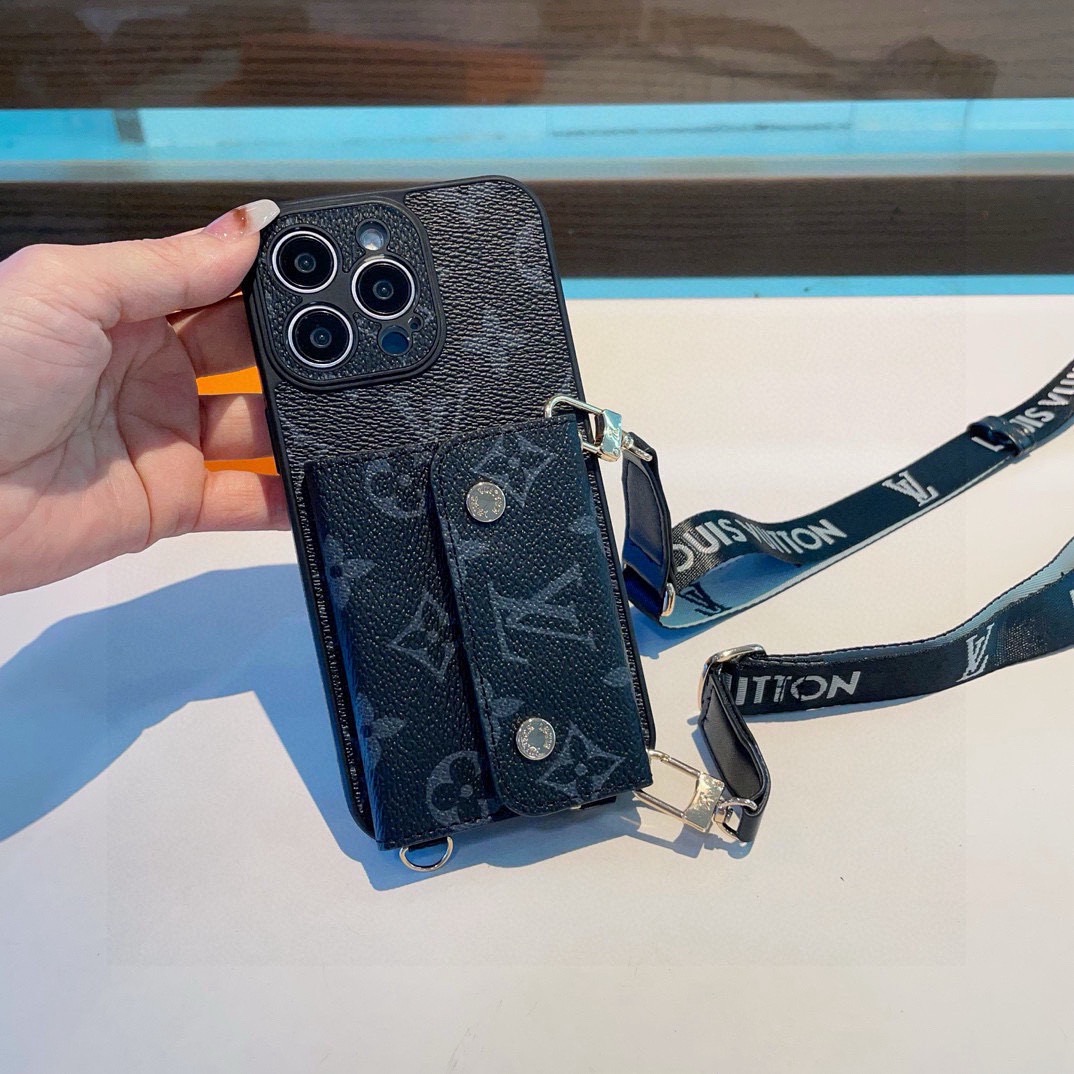 上新LV经典老花斜挎左右开卡包手机壳LV经典款拼色四包围边贴绒布侧边烫金贴皮[666][666] 摄像头