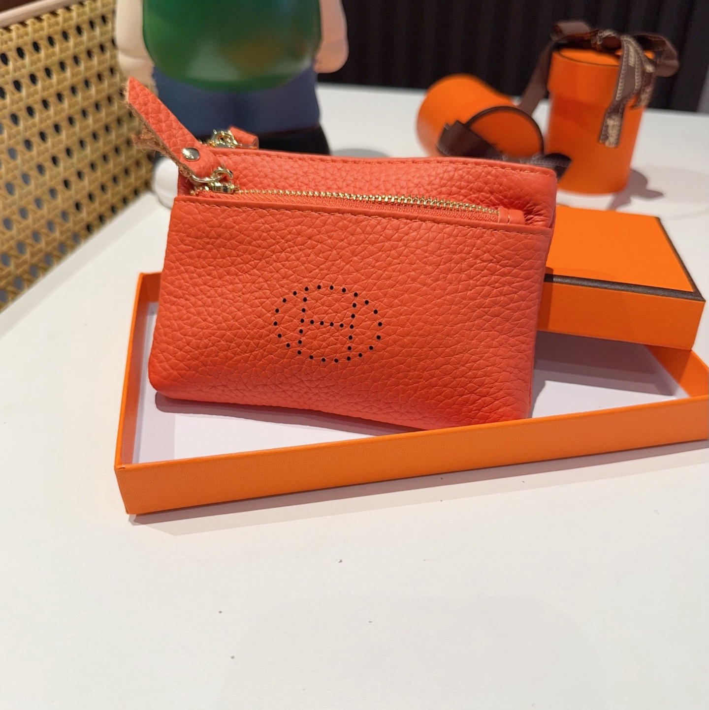 🔥爱马仕H零钱包钥匙包，头层牛皮 有隔层 可放口红零钱耳机等小物件 手感真的很赞❗️