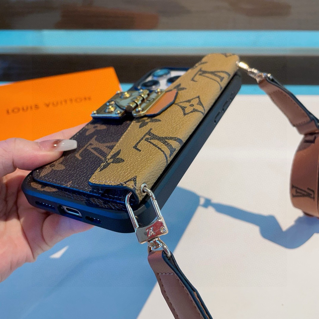 🔥LV邮差包卡包手机壳 斜挎手机壳 老花上下翻盖全包壳型号：为了不出现报错型号，请打开本机查看手机设置显