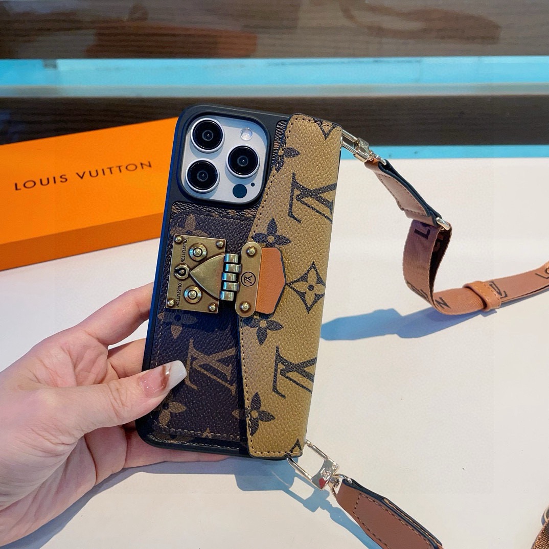 🔥LV邮差包卡包手机壳 斜挎手机壳 老花上下翻盖全包壳型号：为了不出现报错型号，请打开本机查看手机设置显